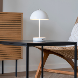 Holt, LED bordlampe, genopladelig, hvid/stl