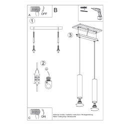 Pendel dobbelt LAGOS, hvid cylinder pendel til GU10 pre 