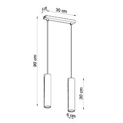Pendel dobbelt LAGOS, hvid cylinder pendel til GU10 pre 