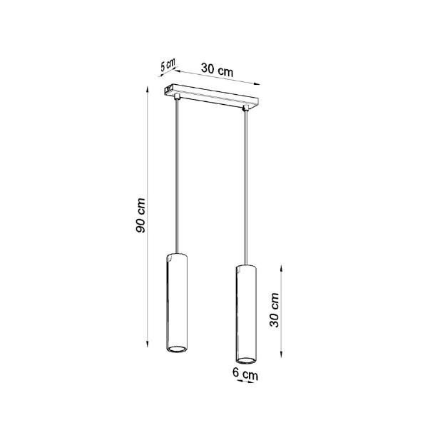 Pendel dobbelt LAGOS, hvid cylinder pendel til GU10 pre 