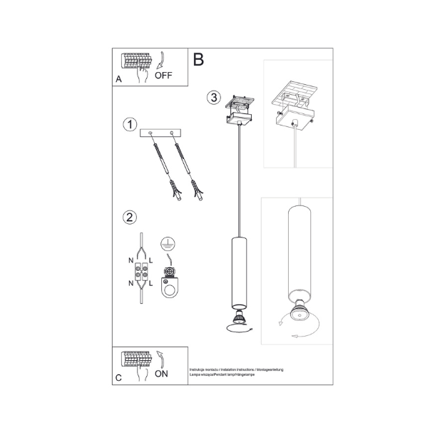 Pendel Single LAGOS, hvid cylinder pendel til GU10 pre 