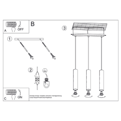 Pendel Trippel LAGOS, hvid cylinder pendel til GU10 pre 