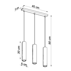 Pendel Trippel LAGOS, hvid cylinder pendel til GU10 pre 