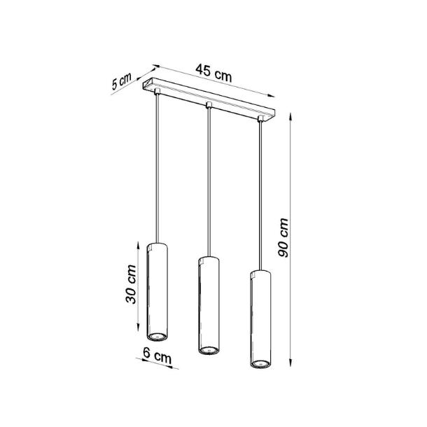 Pendel Trippel LAGOS, hvid cylinder pendel til GU10 pre 