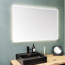 LUCA, firkantet spejl med firsidet belysning og backlight.