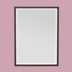 MILANO, Casse firkantet spejl med sort ramme og lys