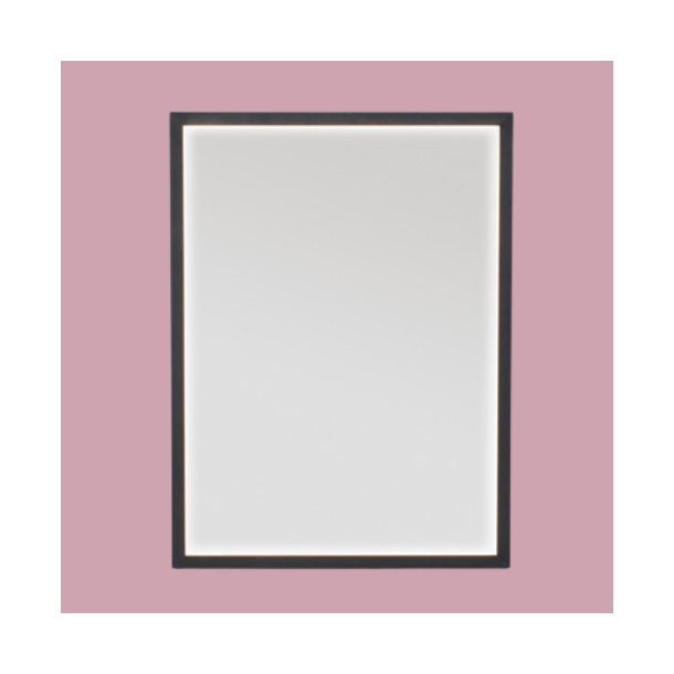 MILANO, Casse firkantet spejl med sort ramme og lys