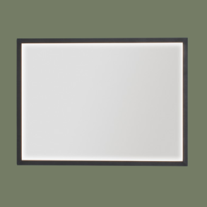 MILANO, Casse firkantet spejl med sort ramme og lys