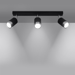 Spotlampe NERO, sort/slv/krom 3 GU10 spot