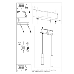 Pendel, sort PABLO dobbelt, 2 x GU10 pendler