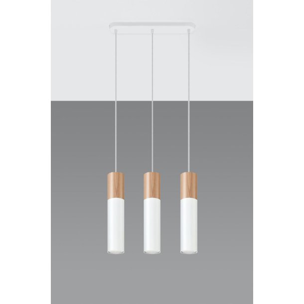 Pendel, Hvid PABLO Trippel, 3*GU10 pendler i tr &amp; metal 
