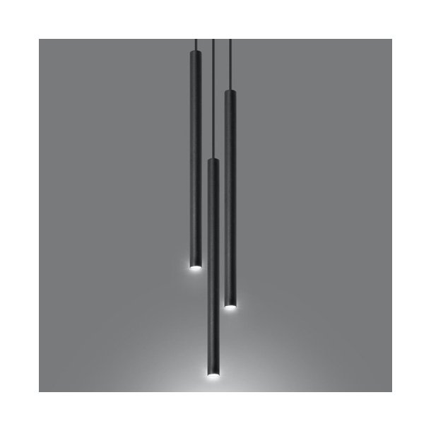 Pastelo Trippel, Sort, 3 stk. cylinder pendler   