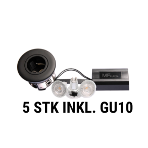 Punto GU10 Mat sort indoor 5 stk. inkl. lyskilder