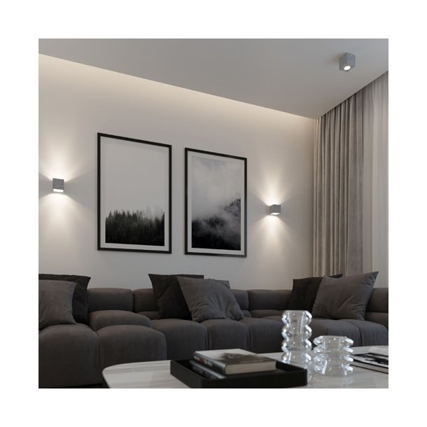 Beton/Concreate Vglampe,  Kube model med up/down light, QUAD