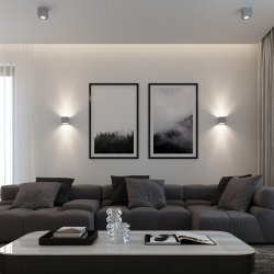 Beton/Concreate Vglampe,  Kube model med up/down light, QUAD