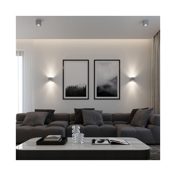 Beton/Concreate Vglampe,  Kube model med up/down light, QUAD