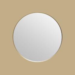 Casse, rundt spejl med messing ramme