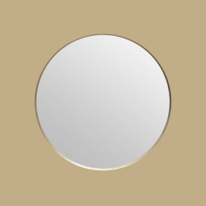 Casse, rundt spejl med messing ramme