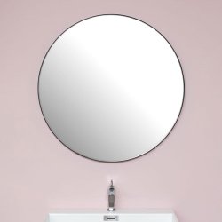 Rundt spejl med sort ramme, 90 
