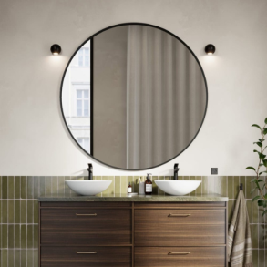 Rundt spejl med sort ramme, 90 