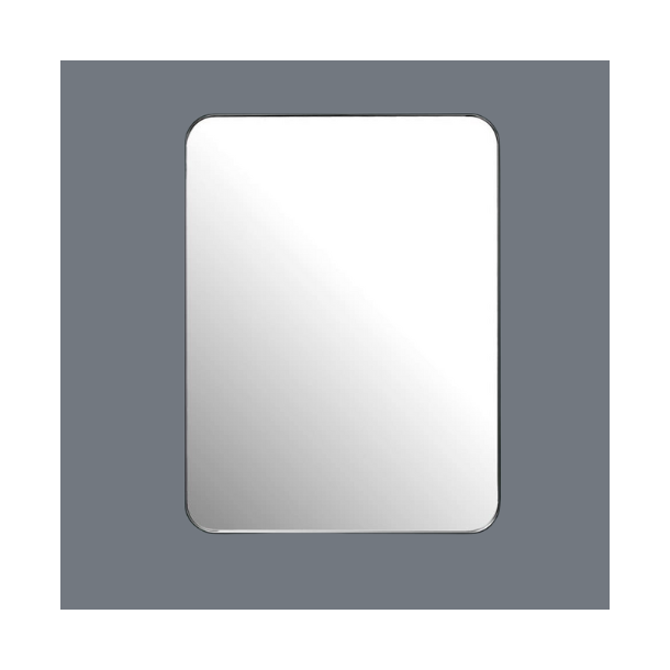 Casse, firkantet spejl med sort ramme, afrundede hjrner