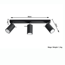 Ring, spotlampe SORT med 3 GU10 spot