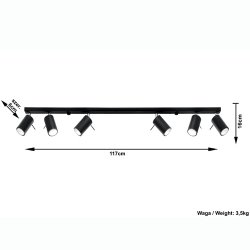 Ring, spotlampe, skinne med 6 Gu10 spot