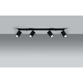 Loftlampe med 4 firkantet spots m/ GU10 sokkel