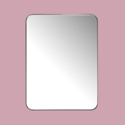 Casse, firkantet spejl med sort ramme, afrundede hjrner