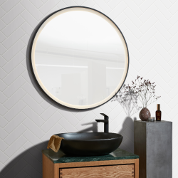 Torino 80 sort ramme, lys &amp; touchpanel