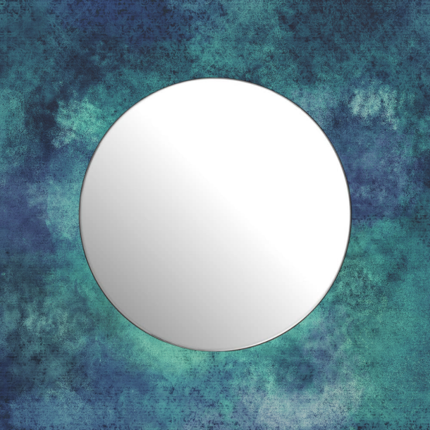 Rundt spejl med sort ramme, 90 